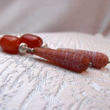 long statement earrings handmade from agate semi-precious beads