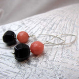 semi-precious statement earrings, long drop, handmade