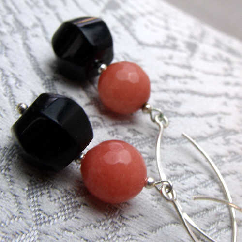 semi-precious bead statement jewellery earrings, long drop handmade statement earrings uk