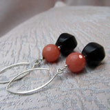 long semi-precious bead drop earrings handmade uk