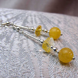 unique lemon jade beaded statement earrings