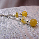 semi-precious yellow bead earrings handmade with a statement