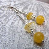 yellow semi-precious stone earrings, handcrafted unique