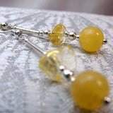 semi-precious bead handmade earrings yellow jade