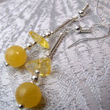 yellow jade statement earrings handmade semi-precious beads
