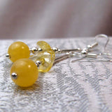 handcrafted semi-precious stone earrings yellow statement design