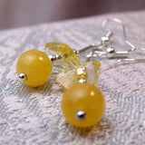 yellow earrings unique semi-precious stone statement design
