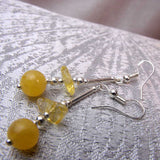 yellow drop earrings handcrafted rom yellow semi-precious stone beads