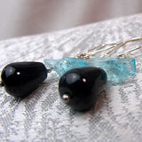 semi-precious beads in blue black statement earrings