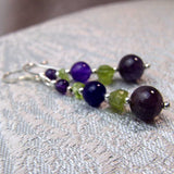 handmade purple green semi-precious bead statement earrings