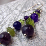 purple green statement earrings unique handcrafted design