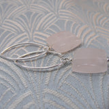 rose quartz jewellery, pink semi-precious earrings