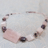rose quartz beaded semi-precious jewellery necklace, pink semi-precious bead jewellery UK