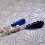 long drop blue earrings