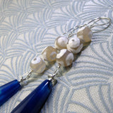 long drop blue semi-precious earrings