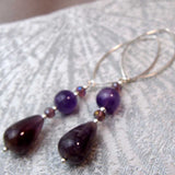 long drop amethyst earrings handmade with a statement