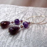 long drop statement earrings unique amethyst semi-precious beads