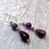 unusual handcrafted amethyst earrings long length