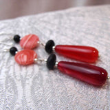 unique handcrafted pink teardrop bead statement earrings