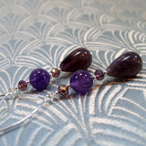 amethyst semi-precious bead jewellery uk, amethyst beaded semi-precious jewellery earrings