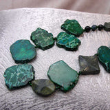 chunky green semi-precious bead handmade statement necklace