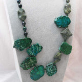 unique unusual chunky long green bead neckalce