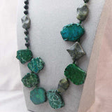 long length chunky green necklace handcrafted with chunky green semi-precious beads