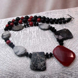 chunky red black statement necklace handmade uk