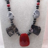 red black chunky handmade statement necklace