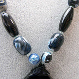 chunky semi-precious stone beads blue black in colour
