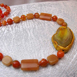 long chunky bright orange semi-precious beads unique handcrafted design