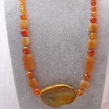 extra long chunky semi-precious bead statement necklace chunky orange beads