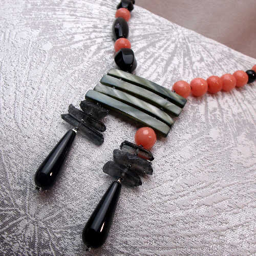 unique semi-precious statement jewellery, unusual handcrafted statement necklace jewellery