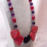 chunky semi-precious bead pink purple statement neckalce