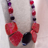 bold bright semi-precious stone bead chunky statement necklace uk