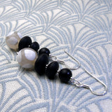 semi-precious black white earrings