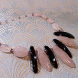 short pink semi-precious stone necklace, rose quartz semi-precious bead necklace