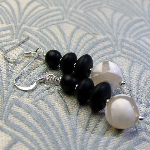 beaded semi-precious earrings, semi-precious stone bead earrings NM31