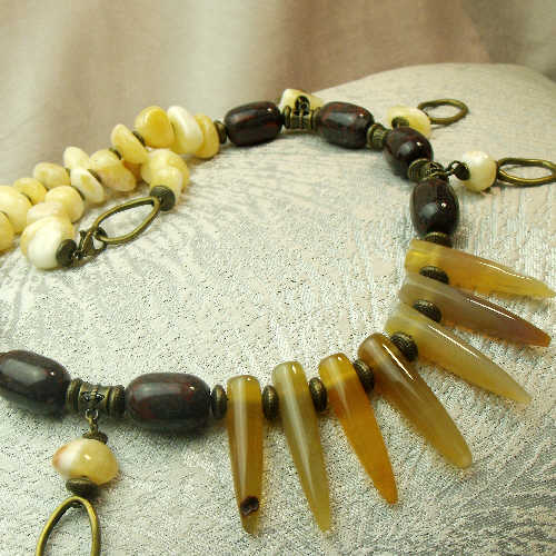 unique chunky statement jewellery necklace uk, handmade semi-precious chunky bead statement necklace
