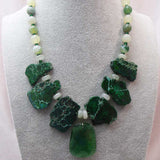 handmade green chunky bead statement necklace semi-precious green beads