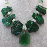 green semi precious stone chunky handmade necklace