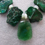 unusual handcrafted green chunky bead necklace design