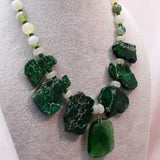 bold statement necklace handmade chunky green beads