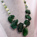 handmade green chunky bead statement necklace