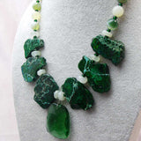 unusual original bold green necklace with chunky beads