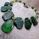 beautiful handcrafted green statement necklace with chunky green beads