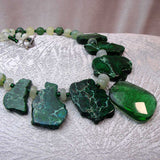 chunky handcrafted necklace chunky green semi-precious beads unique