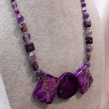 chunky necklace, purple bead statement necklace