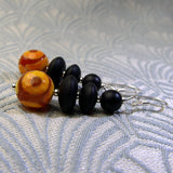 orange black semi-precious bead earrings uk