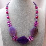 handmade chunky statement necklace pink purple